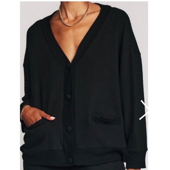 NWOT LESJOUR BLACK BUTTONED CARDIGAN BIZ-LEIZURE COMFY WORK ATTIRE BUTTERY SOFT - Picture 4 of 15